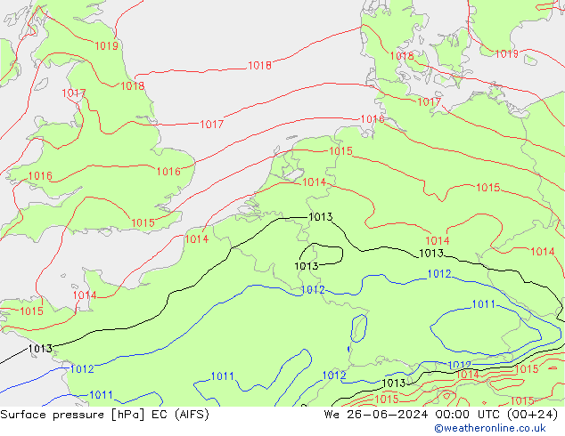 приземное давление EC (AIFS) ср 26.06.2024 00 UTC