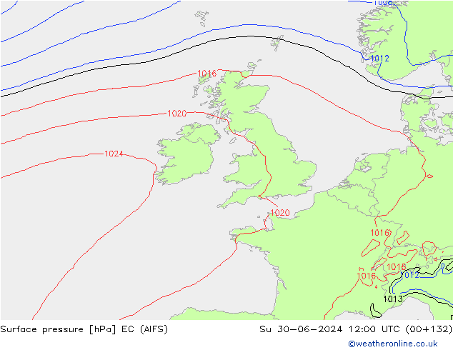 Surface pressure EC (AIFS) Su 30.06.2024 12 UTC