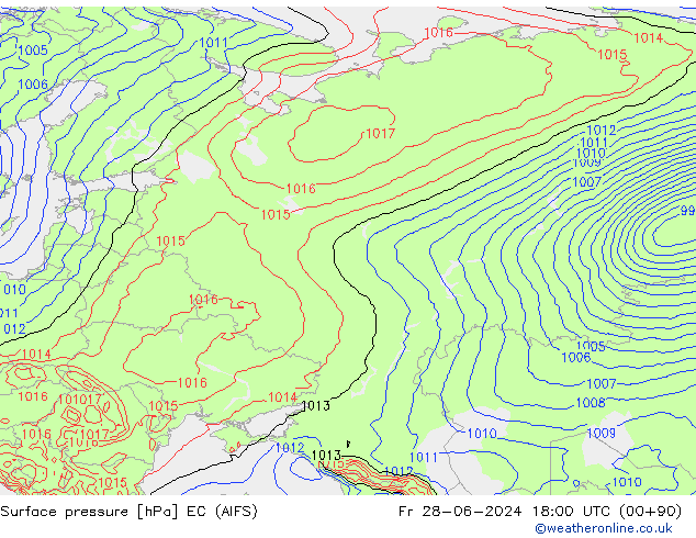 ciśnienie EC (AIFS) pt. 28.06.2024 18 UTC