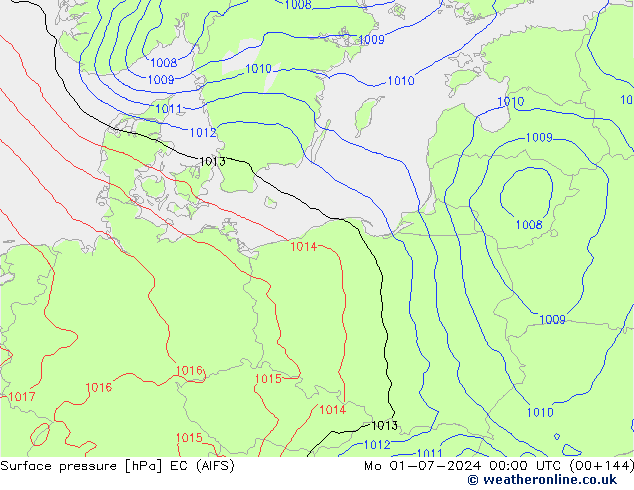 Surface pressure EC (AIFS) Mo 01.07.2024 00 UTC