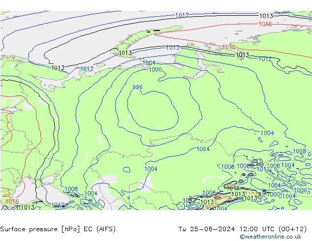 Luchtdruk (Grond) EC (AIFS) di 25.06.2024 12 UTC