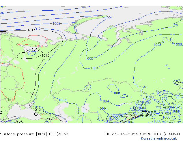 ciśnienie EC (AIFS) czw. 27.06.2024 06 UTC