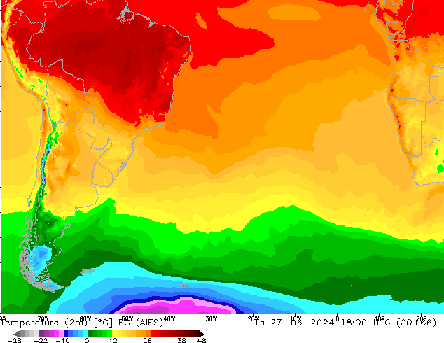 Temperaturkarte (2m) EC (AIFS) Do 27.06.2024 18 UTC