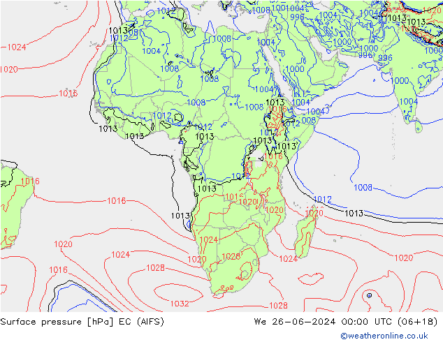 Surface pressure EC (AIFS) We 26.06.2024 00 UTC