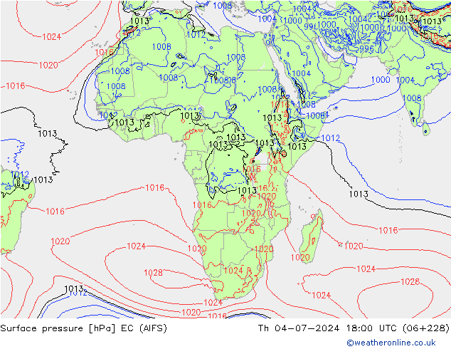 Pressione al suolo EC (AIFS) gio 04.07.2024 18 UTC