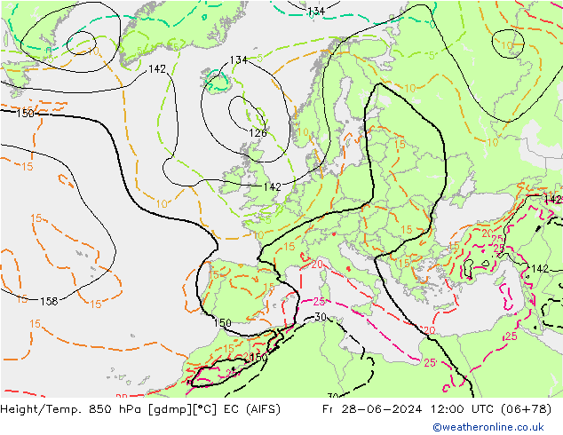 Height/Temp. 850 hPa EC (AIFS) Fr 28.06.2024 12 UTC