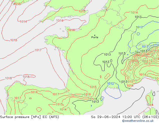 Yer basıncı EC (AIFS) Cts 29.06.2024 12 UTC