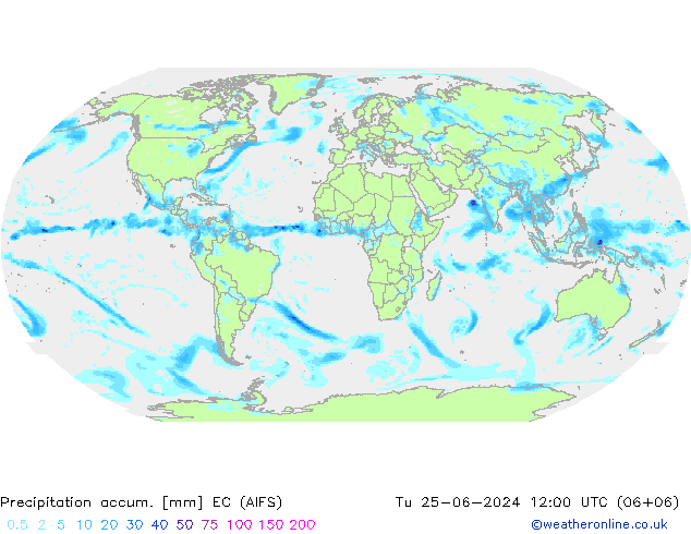 Précipitation accum. EC (AIFS) mar 25.06.2024 12 UTC