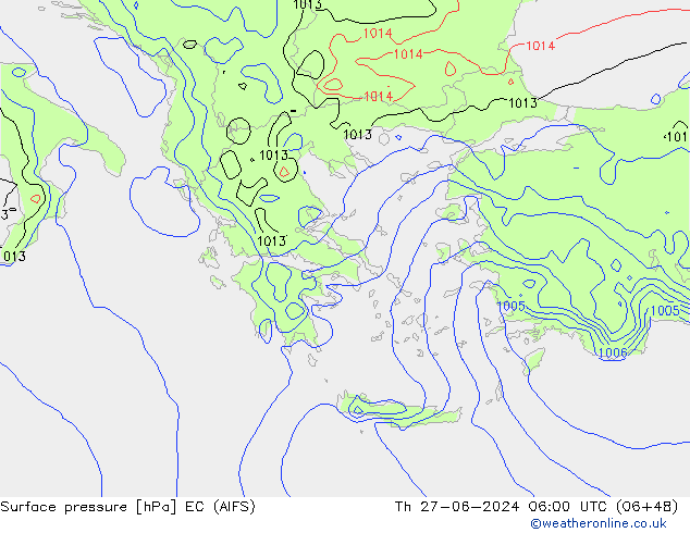 приземное давление EC (AIFS) чт 27.06.2024 06 UTC