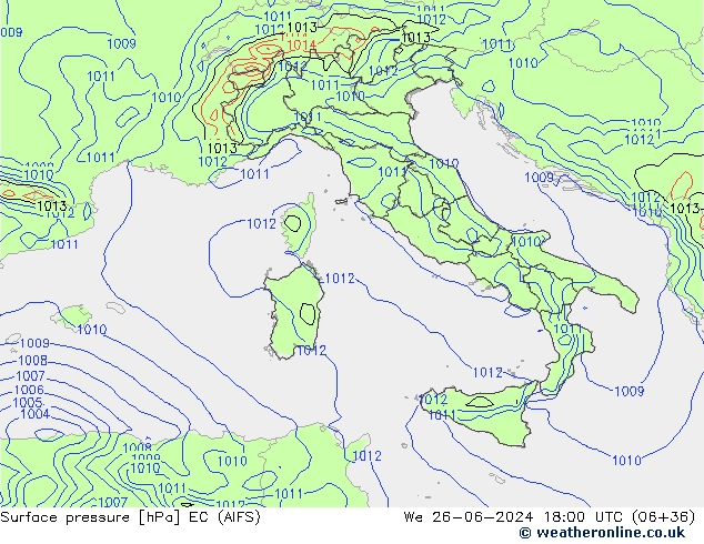 Surface pressure EC (AIFS) We 26.06.2024 18 UTC