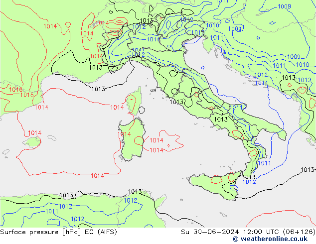 Surface pressure EC (AIFS) Su 30.06.2024 12 UTC