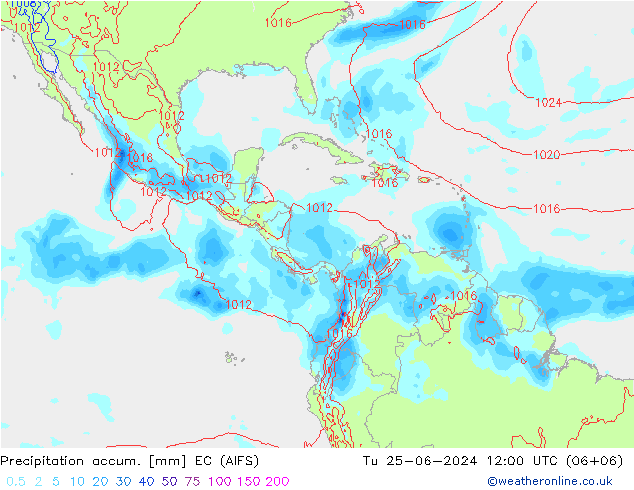 Precipitation accum. EC (AIFS) Tu 25.06.2024 12 UTC