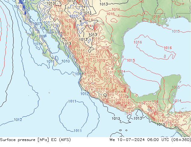 Atmosférický tlak EC (AIFS) St 10.07.2024 06 UTC