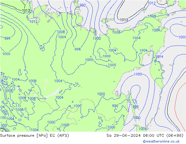 приземное давление EC (AIFS) сб 29.06.2024 06 UTC