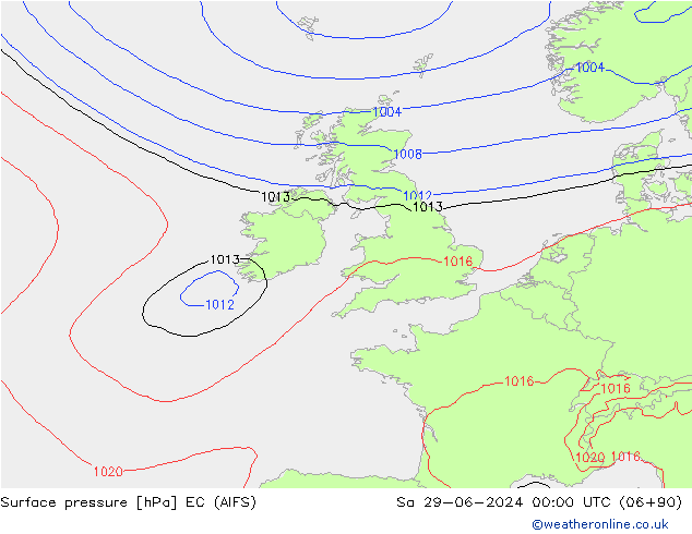 ciśnienie EC (AIFS) so. 29.06.2024 00 UTC