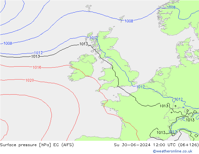 Surface pressure EC (AIFS) Su 30.06.2024 12 UTC