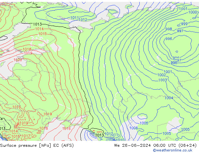 Surface pressure EC (AIFS) We 26.06.2024 06 UTC