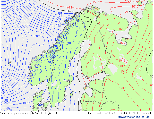 приземное давление EC (AIFS) пт 28.06.2024 06 UTC