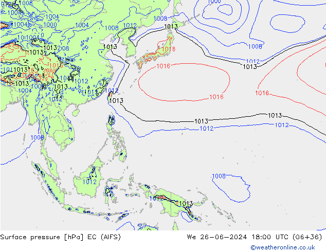 Surface pressure EC (AIFS) We 26.06.2024 18 UTC