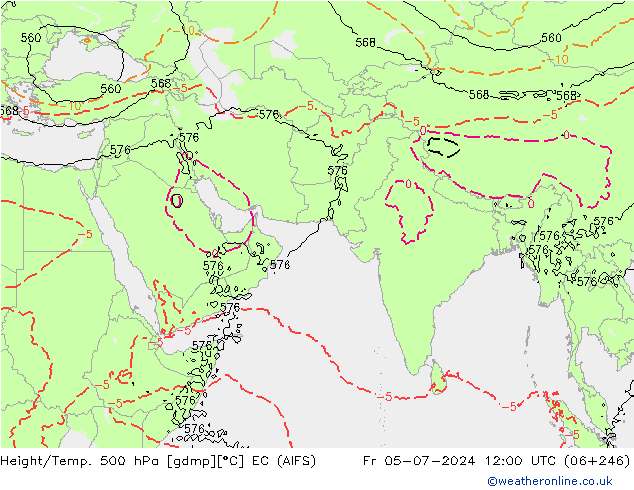 Height/Temp. 500 hPa EC (AIFS) Pá 05.07.2024 12 UTC