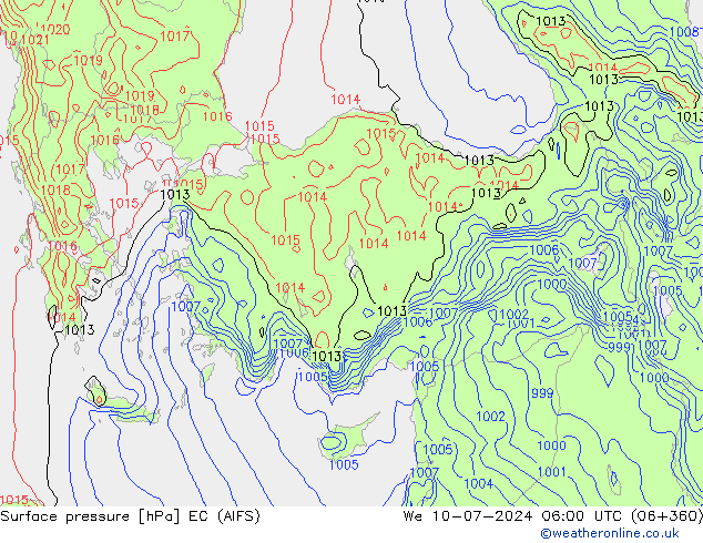 приземное давление EC (AIFS) ср 10.07.2024 06 UTC