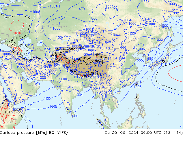 pressão do solo EC (AIFS) Dom 30.06.2024 06 UTC