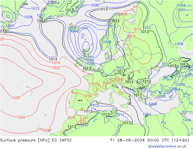 приземное давление EC (AIFS) пт 28.06.2024 00 UTC