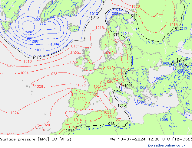 地面气压 EC (AIFS) 星期三 10.07.2024 12 UTC