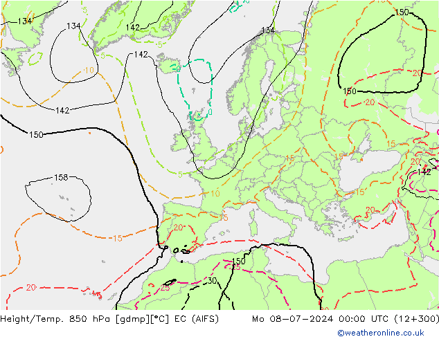 Height/Temp. 850 гПа EC (AIFS) пн 08.07.2024 00 UTC