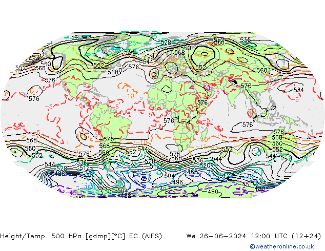 Height/Temp. 500 hPa EC (AIFS) 星期三 26.06.2024 12 UTC