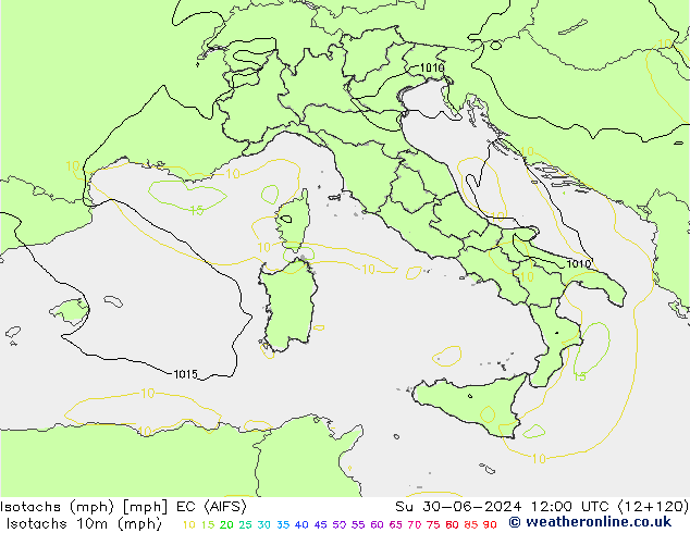 Isotachs (mph) EC (AIFS) Ne 30.06.2024 12 UTC