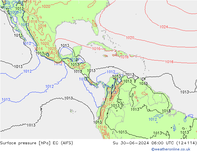 Atmosférický tlak EC (AIFS) Ne 30.06.2024 06 UTC