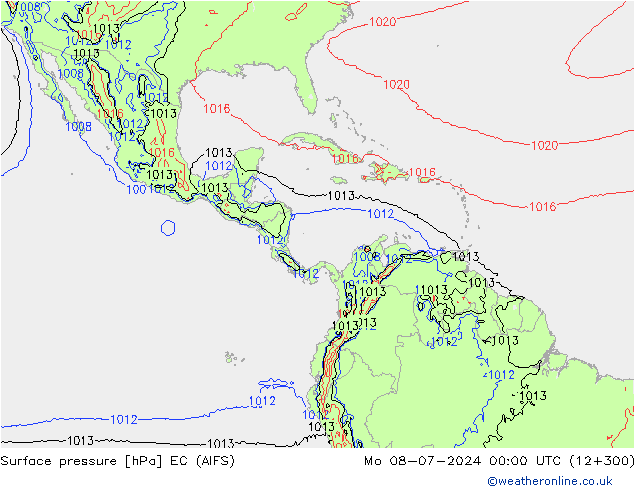 Atmosférický tlak EC (AIFS) Po 08.07.2024 00 UTC