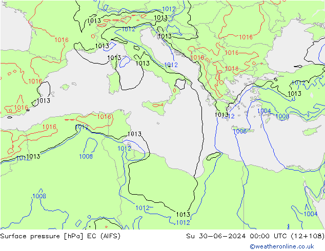 Presión superficial EC (AIFS) dom 30.06.2024 00 UTC