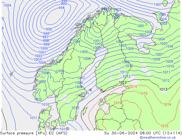 pression de l'air EC (AIFS) dim 30.06.2024 06 UTC