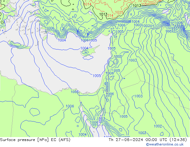 Luchtdruk (Grond) EC (AIFS) do 27.06.2024 00 UTC