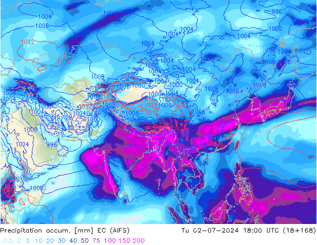 Totale neerslag EC (AIFS) di 02.07.2024 18 UTC