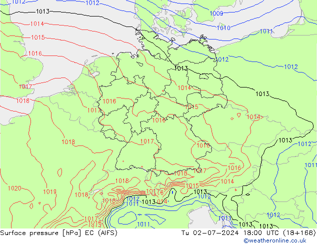 地面气压 EC (AIFS) 星期二 02.07.2024 18 UTC