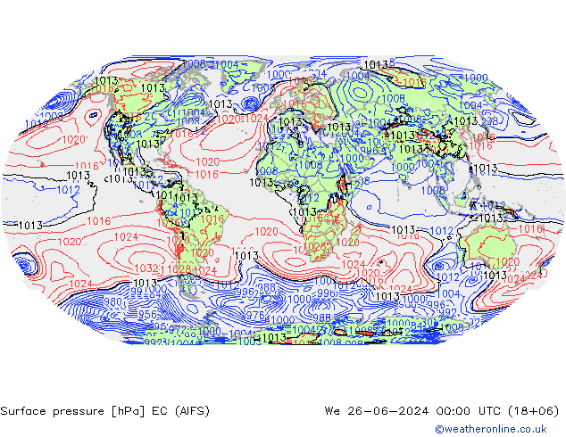 地面气压 EC (AIFS) 星期三 26.06.2024 00 UTC