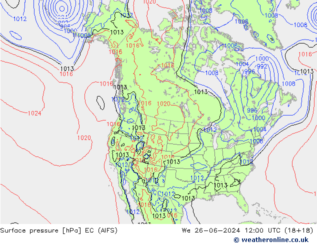 地面气压 EC (AIFS) 星期三 26.06.2024 12 UTC