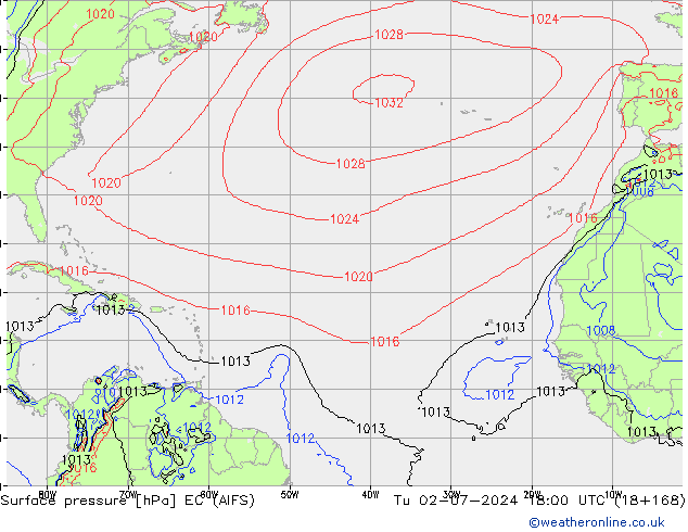 ciśnienie EC (AIFS) wto. 02.07.2024 18 UTC