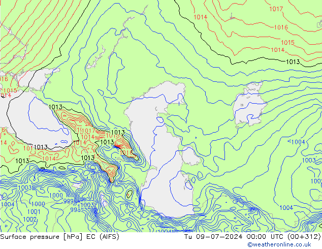 Pressione al suolo EC (AIFS) mar 09.07.2024 00 UTC