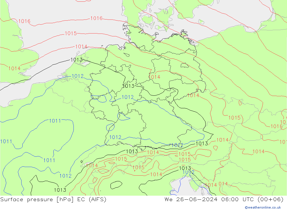 地面气压 EC (AIFS) 星期三 26.06.2024 06 UTC