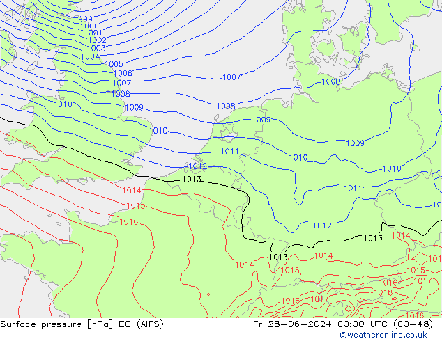 地面气压 EC (AIFS) 星期五 28.06.2024 00 UTC