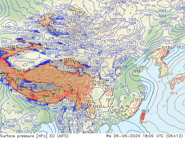 地面气压 EC (AIFS) 星期三 26.06.2024 18 UTC