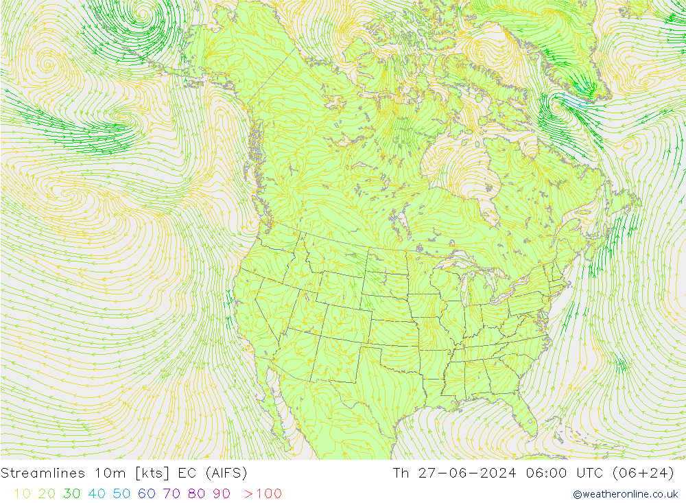 风 10m EC (AIFS) 星期四 27.06.2024 06 UTC