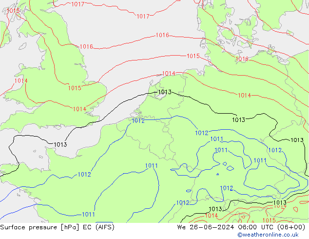 Luchtdruk (Grond) EC (AIFS) wo 26.06.2024 06 UTC