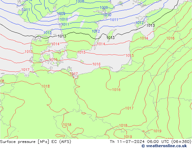 Atmosférický tlak EC (AIFS) Čt 11.07.2024 06 UTC