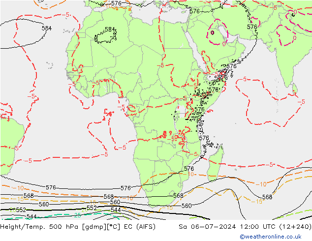Hoogte/Temp. 500 hPa EC (AIFS) za 06.07.2024 12 UTC