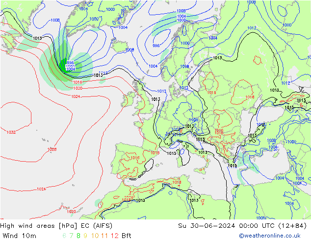 Windvelden EC (AIFS) zo 30.06.2024 00 UTC